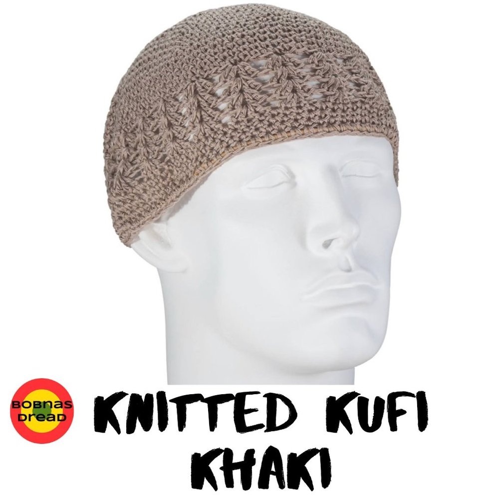 Knitted Men's Kufi Cap - Khaki